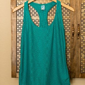 Teal mesh racer back workout tank from old navy